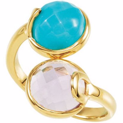 68889:1030:P 18kt Yellow Vermeil Amethyst & Turquoise Ring Size 6