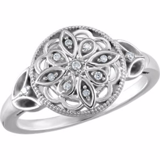 68942:107:P Sterling Silver .06 CTW Diamond Ring Size 7