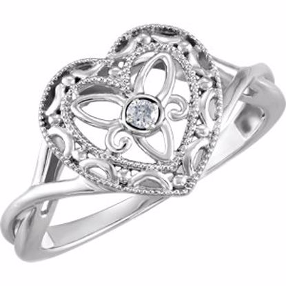 68941:106:P Sterling Silver .025 CTW Diamond Heart Ring Size 6