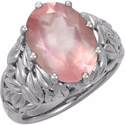 68962:100:P Rose Quartz Leaf Design Ring