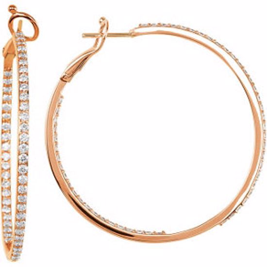 68818:101:P 14kt Rose 2 CTW Diamond Inside/Outside Hoops