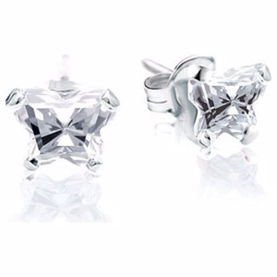 192016:10300:P Sterling Silver April Bfly® CZ Birthstone Youth Earrings with Friction Backs and Box