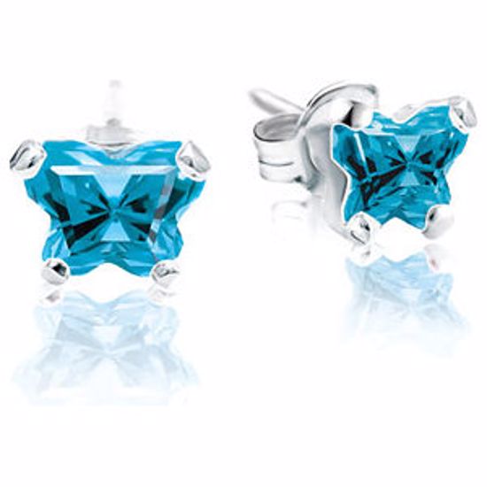 192016:11100:P Sterling Silver December Bfly® CZ Birthstone Youth Earrings with Friction Backs and Box