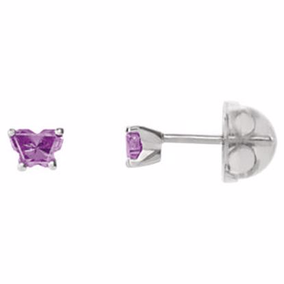 192015:229:P 10kt White June Bfly® CZ Birthstone Youth Earrings with Safety Backs & Box