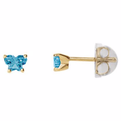 192015:211:P 10kt Yellow December Bfly® CZ Birthstone Youth Earrings with Safety Backs & Box
