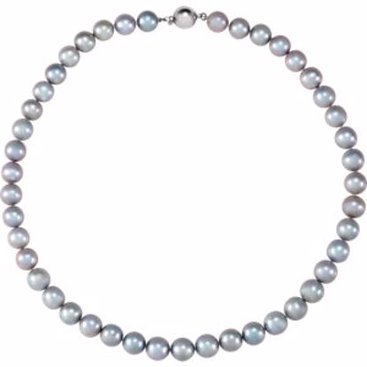 69337:223:P Sterling Silver Freshwater Cultured Grey Pearl 18" Necklace