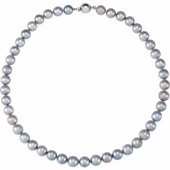 69337:223:P Sterling Silver Freshwater Cultured Grey Pearl 18" Necklace