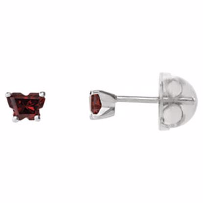 192015:248:P Sterling Silver January Bfly® CZ Birthstone Youth Earrings with Safety Backs & Box