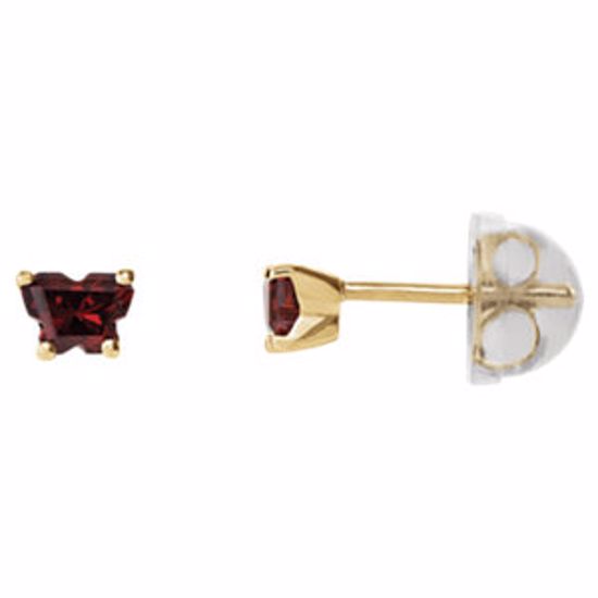 192015:2121:P 14kt Yellow January Bfly® CZ Birthstone Youth Earrings with Safety Backs & Box