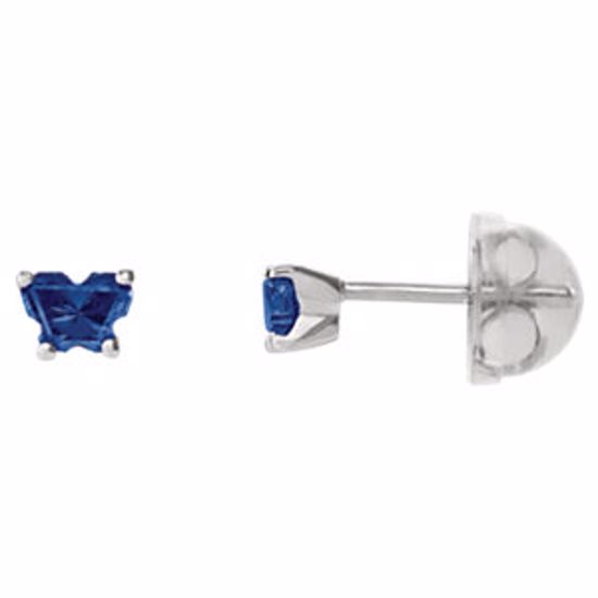 192015:244:P 14kt White September Bfly® CZ Birthstone Youth Earrings with Safety Backs & Box