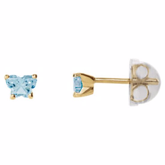 192015:214:P 14kt Yellow March Bfly® CZ Birthstone Youth Earrings with Safety Backs & Box