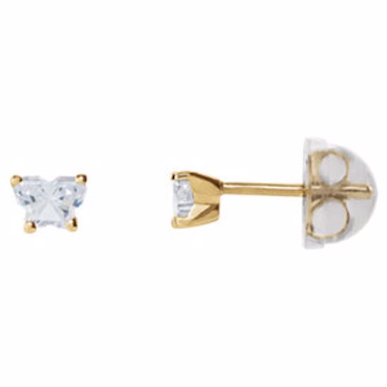 192015:215:P 14kt Yellow April Bfly® CZ Birthstone Youth Earrings with Safety Backs & Box