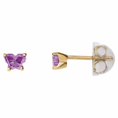 192015:217:P 14kt Yellow June Bfly® CZ Birthstone Youth Earrings with Safety Backs & Box