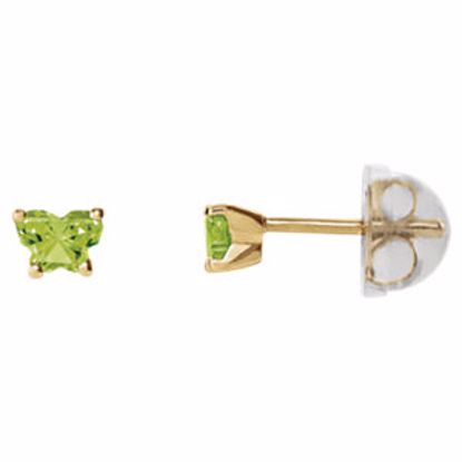 192015:219:P 14kt Yellow August Bfly® CZ Birthstone Youth Earrings with Safety Backs & Box