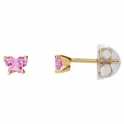 192015:221:P 14kt Yellow October Bfly® CZ Birthstone Youth Earrings with Safety Backs & Box