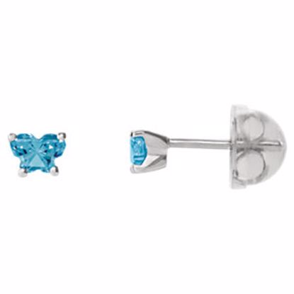 192015:259:P Sterling Silver December Bfly® CZ Birthstone Youth Earrings with Safety Backs & Box