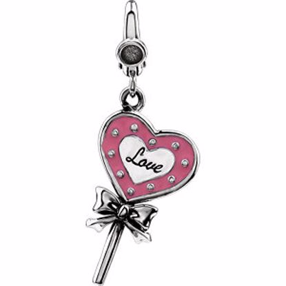 69504:100:P Enamel Heart Shaped Lollipop Charm