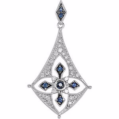 69528:5787:P Sterling Silver Sapphire & 1/5 CTW Diamond Pendant