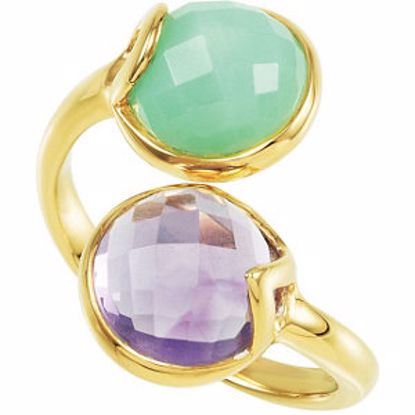 68889:1060:P 18kt Yellow Vermeil Amethyst & Chrysoprase Ring Size 8