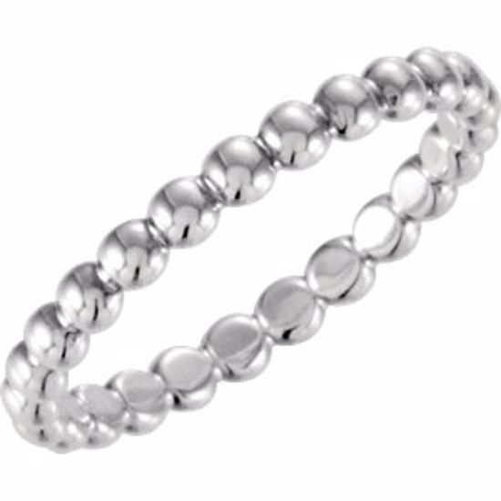 51090:1003:P Sterling Silver 2.5mm Beaded Stackable Ring Size 7