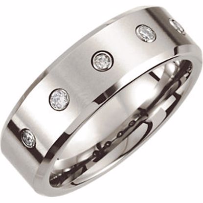 COR219D:013:P Cobalt .25 CTW Diamond Satin & Polished Beveled Edge Band Size 13
