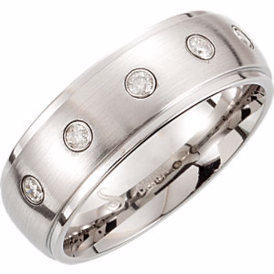 COR217D:095:P Tungsten 8.3mm .25 CTW Diamond Ridged Band Size 9.5