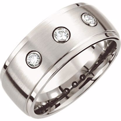 COR214D:008:P Cobalt 10mm .30 CTW Diamond Ridged Band Size 8