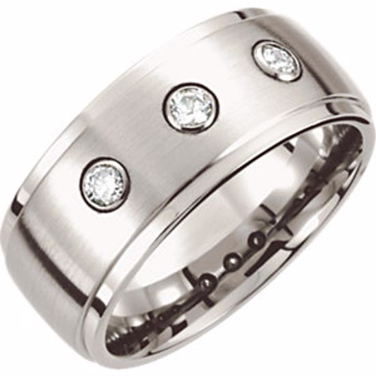COR214D:012:P Cobalt 10mm .30 CTW Diamond Ridged Band Size 12