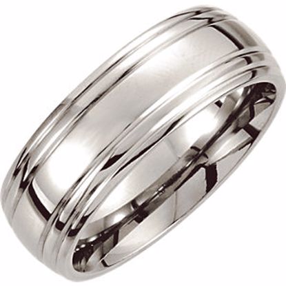 COR236:075:P Cobalt 8mm Grooved & Domed Band Size 7.5