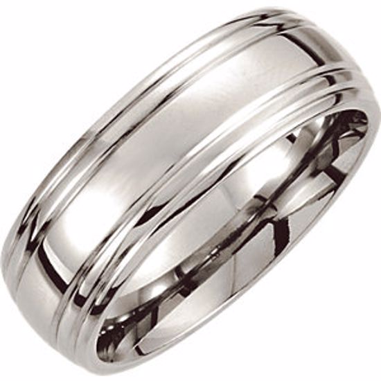 COR236:075:P Cobalt 8mm Grooved & Domed Band Size 7.5