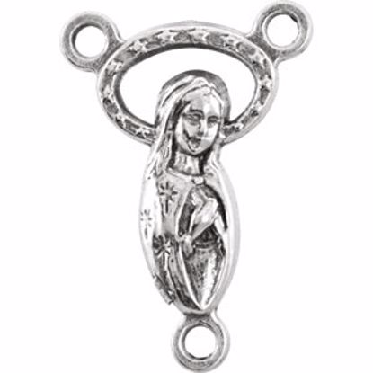 R45318:100:P Sterling Silver 20x13.6mm Mary and Jesus Rosary Center