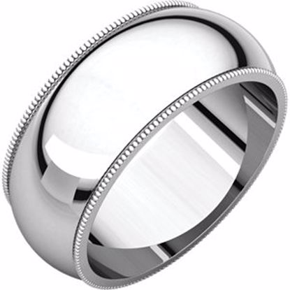 MG8.5:100:P 10kt White 8mm Milgrain Band