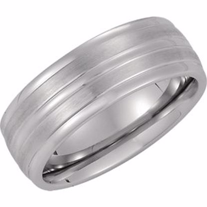 COR233:090:P Cobalt 8mm Satin & Ridged Band Size 9