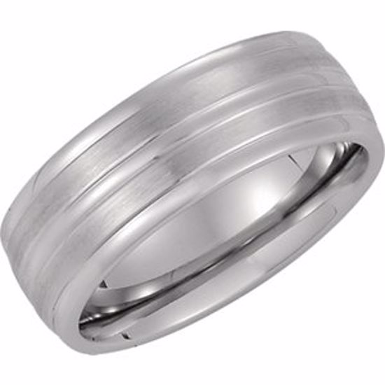 COR233:0105:P Cobalt 8mm Satin & Ridged Band Size 10.5