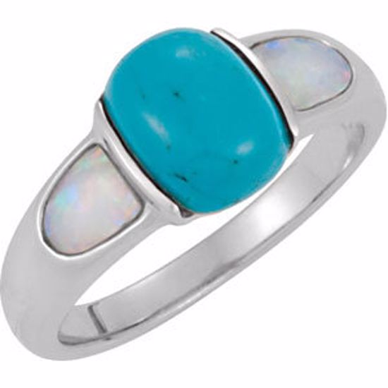 69603:101:P Chinese Turquoise and Opal Accented Ring