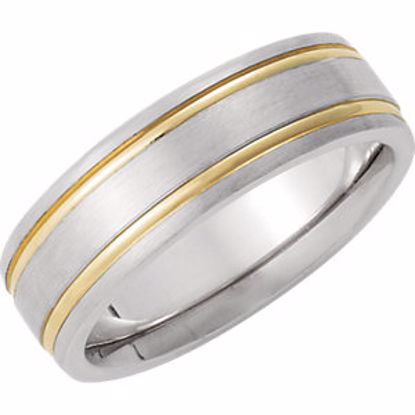 51111:111:P Sterling Silver & 14kt Yellow Precious Bond Inlay Band Size 11