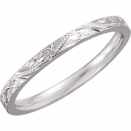 51096:100:P 14kt White 2mm Hand Engraved Band Size 5