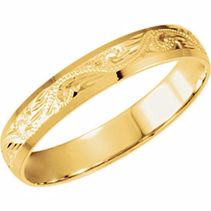 51097:104:P 14kt Yellow 3mm Comfort Fit Hand-Engraved Band 7