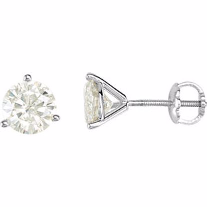 23679:100:P 14kt White 6mm Round Forever Classic™ Moissanite Earrings with Threaded Post