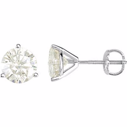 23679:102:P 14kt White 6.5mm Round Forever Classic™ Moissanite Earrings with Threaded Post