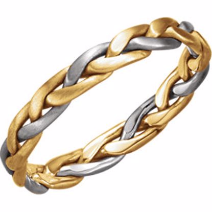 50128:1000:P 14kt Yellow & White 3.5mm Hand-Woven Band Size 4