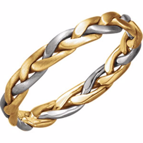 50128:1000:P 14kt Yellow & White 3.5mm Hand-Woven Band Size 4
