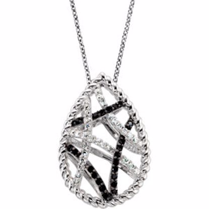 68762:101:P Black & White Diamond Necklace with Black Rhodium Plating