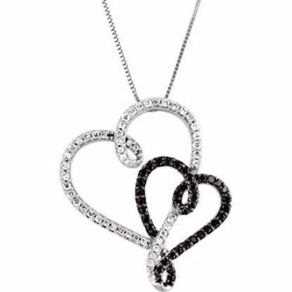 69472:100:P Black & White Double Heart Necklace