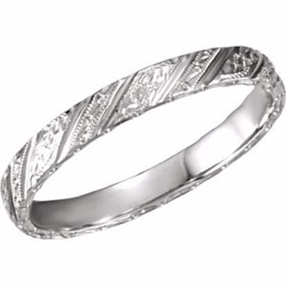 51103:100:P 14K White 3mm Hand-Engraved Band Size 5