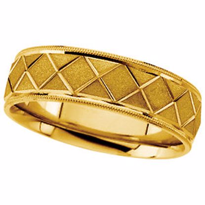 50154:222378:P 14kt Yellow 7mm Plat Comfort Fit Design Band Size 9.25