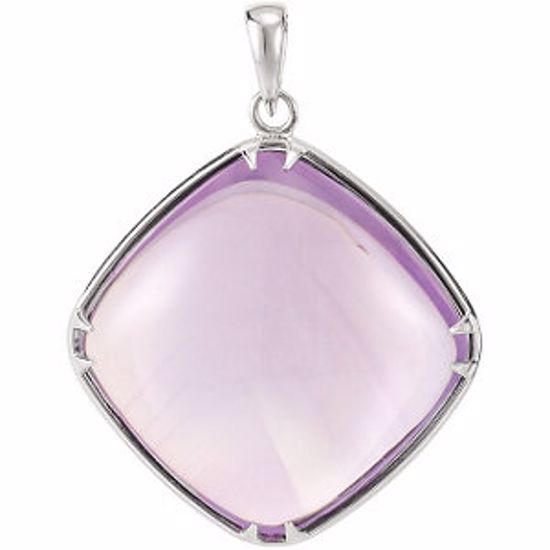 85114:60001:P Sterling Silver Rose De France Cabochon Pendant