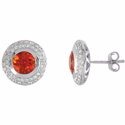 69313:1010:P 14kt White Mexican Fire Opal & 1/2 CTW Diamond Earrings