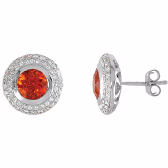 69313:1010:P 14kt White Mexican Fire Opal & 1/2 CTW Diamond Earrings