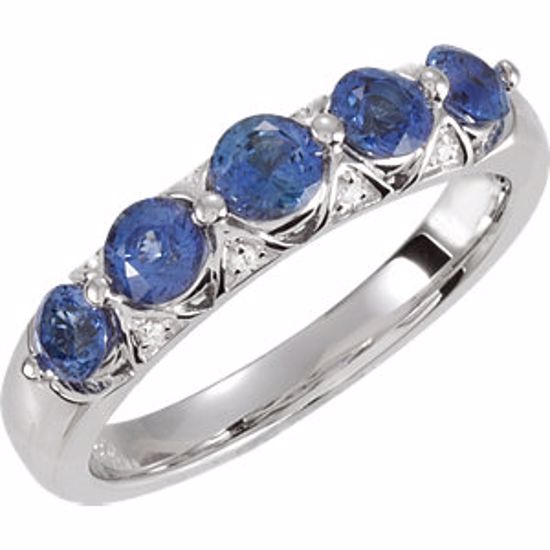 69314:1170:P 14kt White Ceylon Blue Sapphire & .03 CTW Diamond Ring
